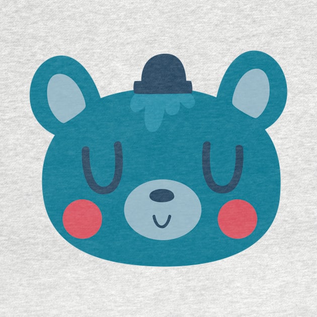 Blue Bear Wearing A Top Hat by clairestamper